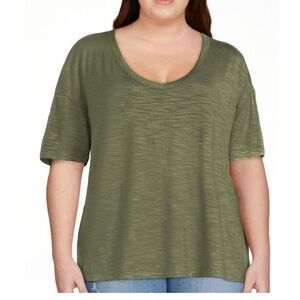 Time and Tru Women's Slub Texture Tee with Short Sleeve Size XL (16-18) Green